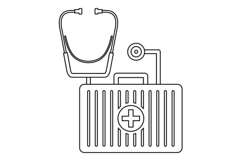 stethoscope-first-aid-kit-icon-outline-style