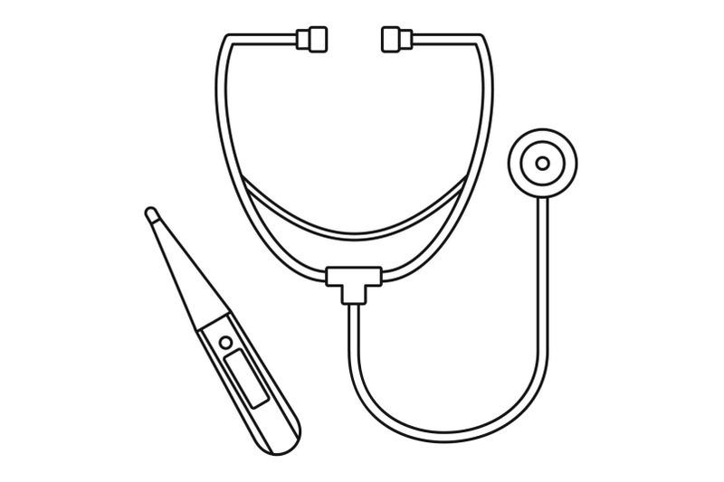 stethoscope-thermometer-icon-outline-style