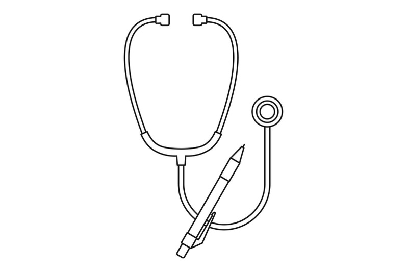 stethoscope-pen-icon-outline-style