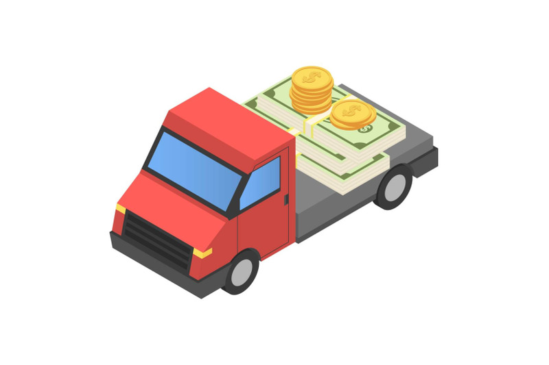 money-truck-icon-isometric-style