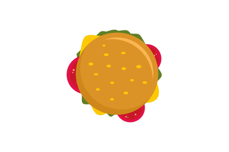 top-view-cheeseburger-icon-flat-style