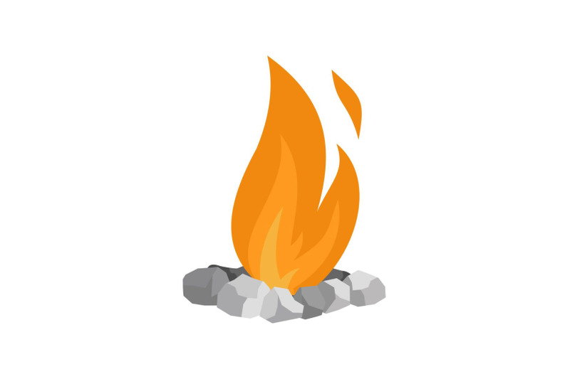 fire-in-stones-icon-flat-style