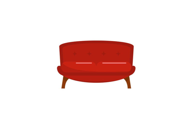 red-tuxedo-sofa-icon-flat-style
