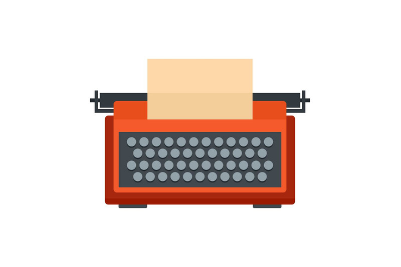 red-typewriter-icon-flat-style