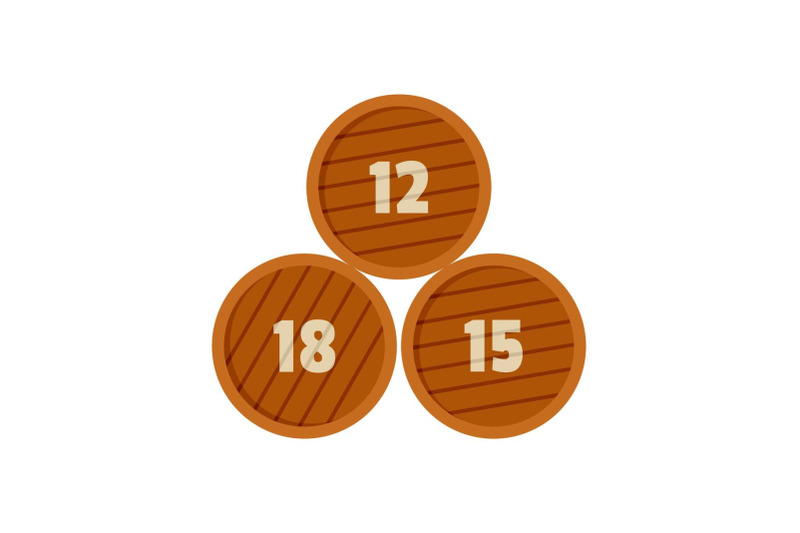 group-of-wooden-barrel-icon-flat-style