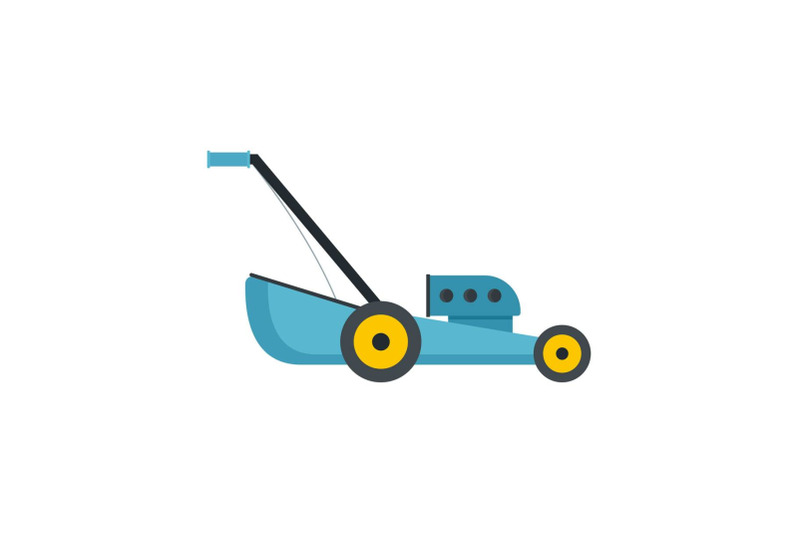 blue-lawn-mower-icon-flat-style