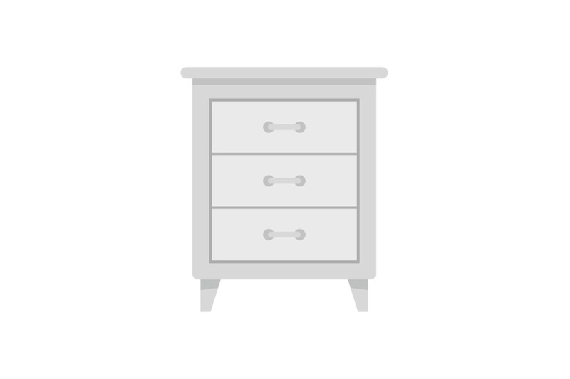 white-nightstand-icon-flat-style