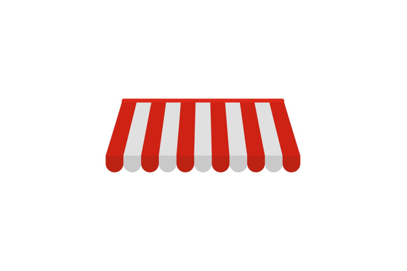 red-white-outdoor-street-tent-icon-flat-style