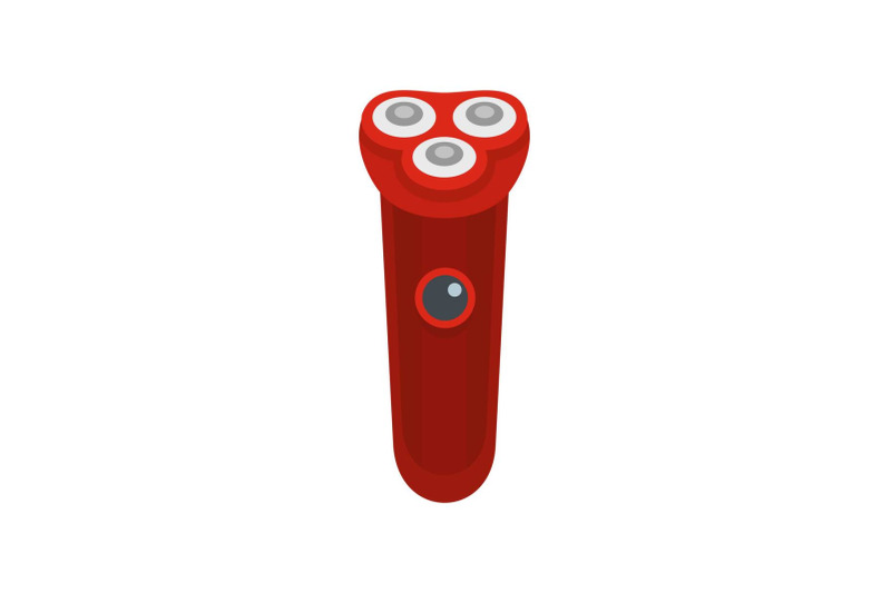 red-electric-razor-icon-flat-style