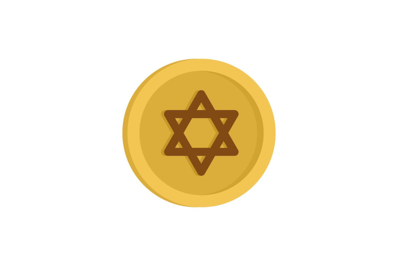 jewish-gold-coin-icon-flat-style