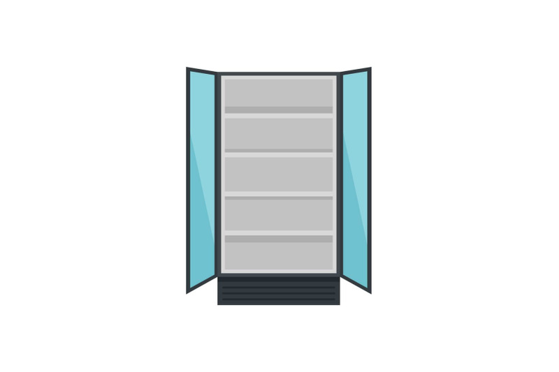 open-commercial-fridge-icon-flat-style