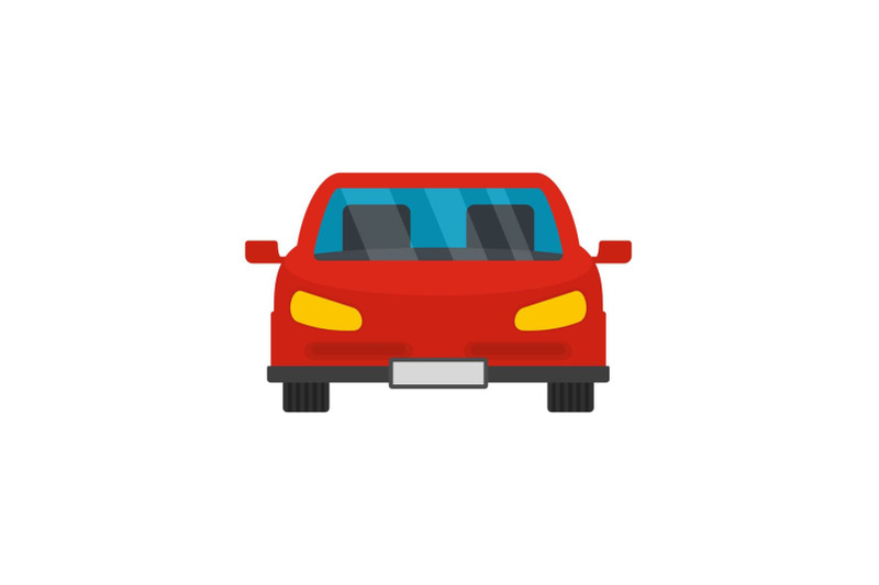 red-front-car-icon-flat-style