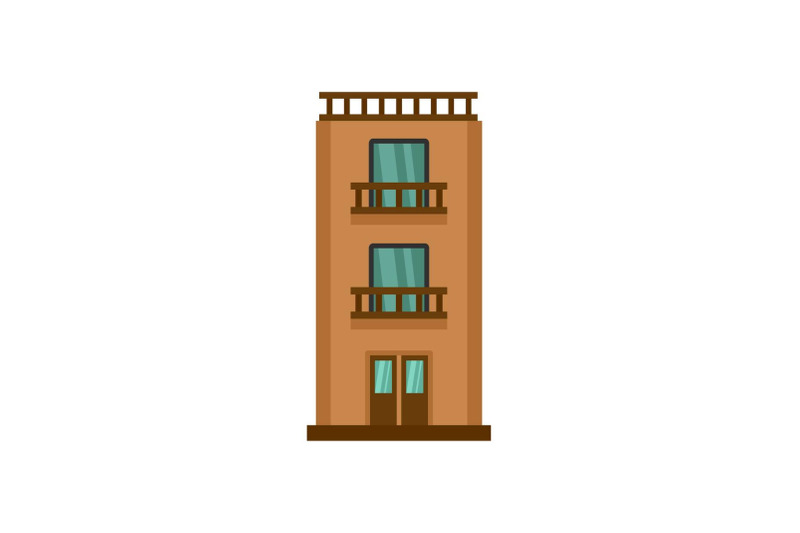 two-floor-house-icon-flat-style