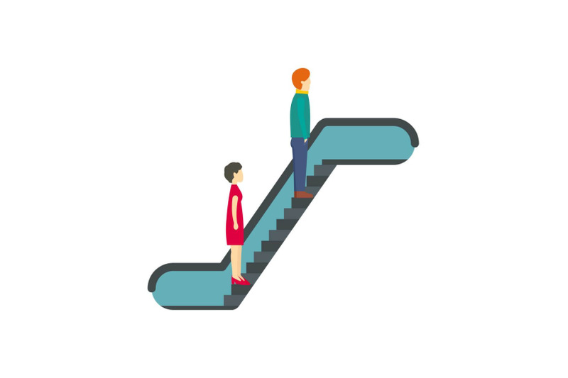 people-at-escalator-icon-flat-style