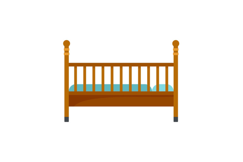 wood-baby-bed-icon-flat-style