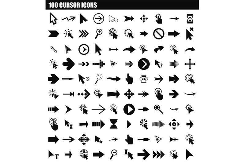 100-cursor-icon-set-simple-style