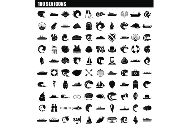 100-sea-icon-set-simple-style