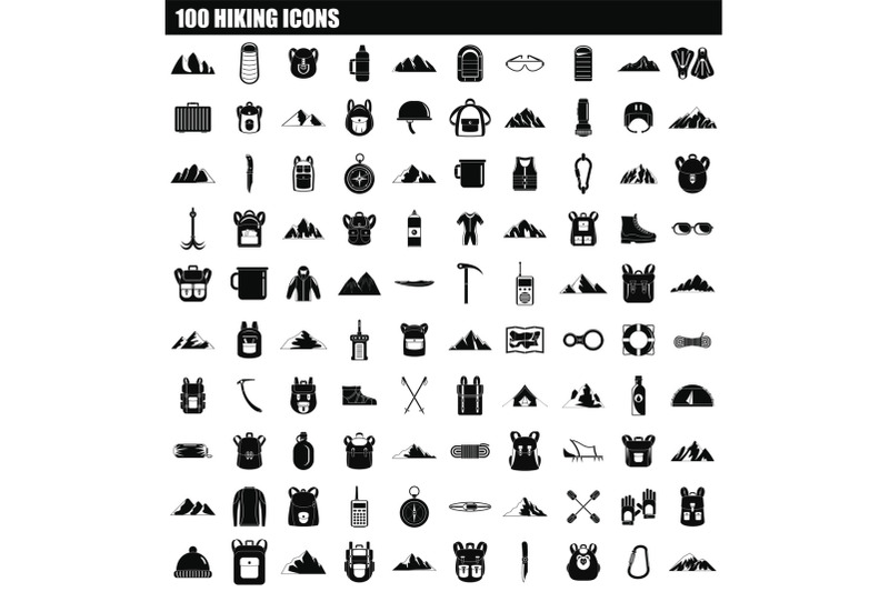 100-hiking-icon-set-simple-style