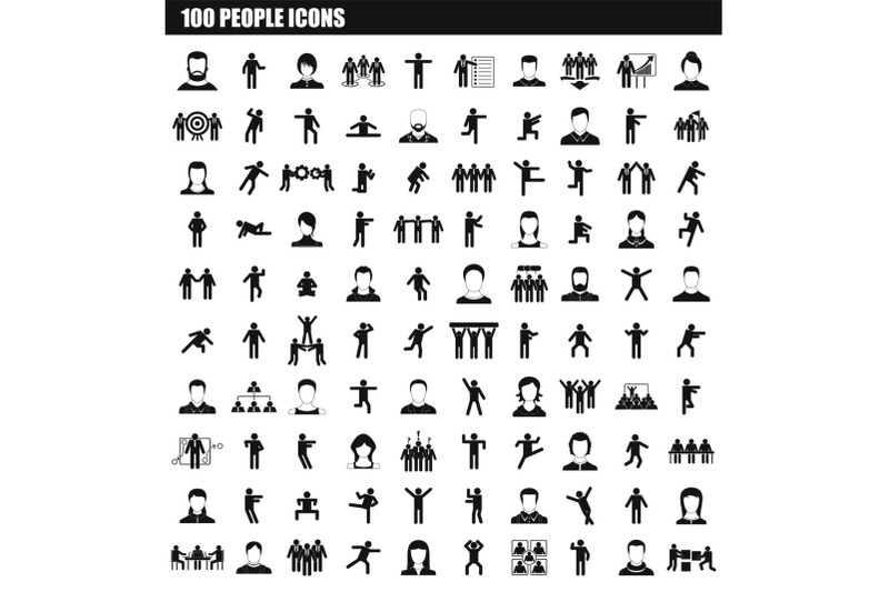 100-people-icon-set-simple-style