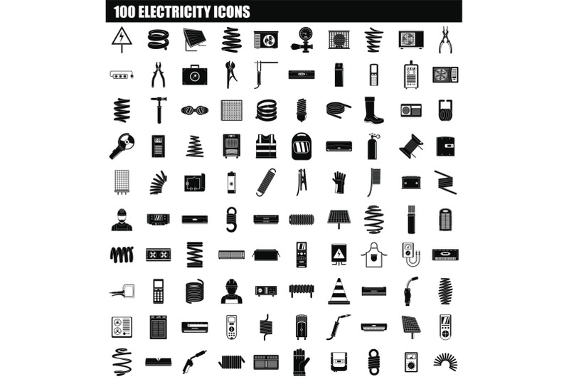 100-electricity-icon-set-simple-style