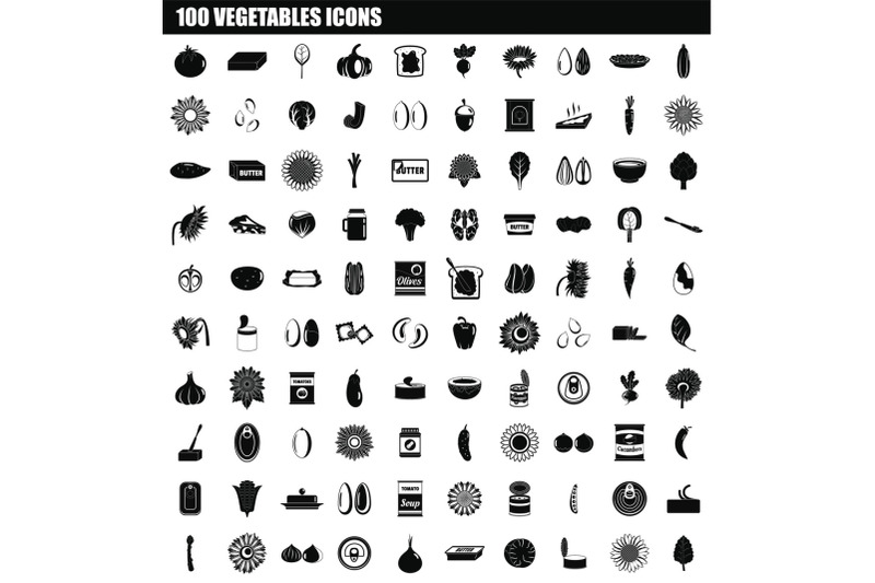 100-vegetables-icon-set-simple-style