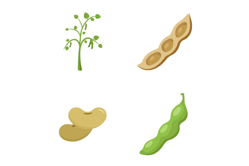 soybean-soy-beans-seed-icons-set-flat-style