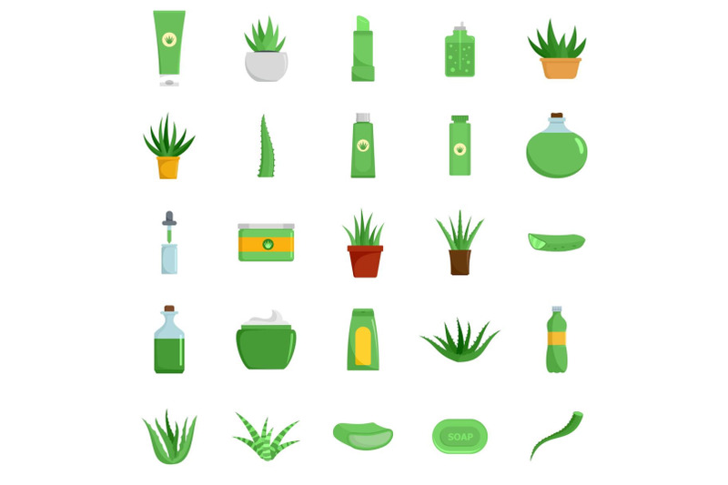 aloe-vera-plant-logo-icons-set-flat-style