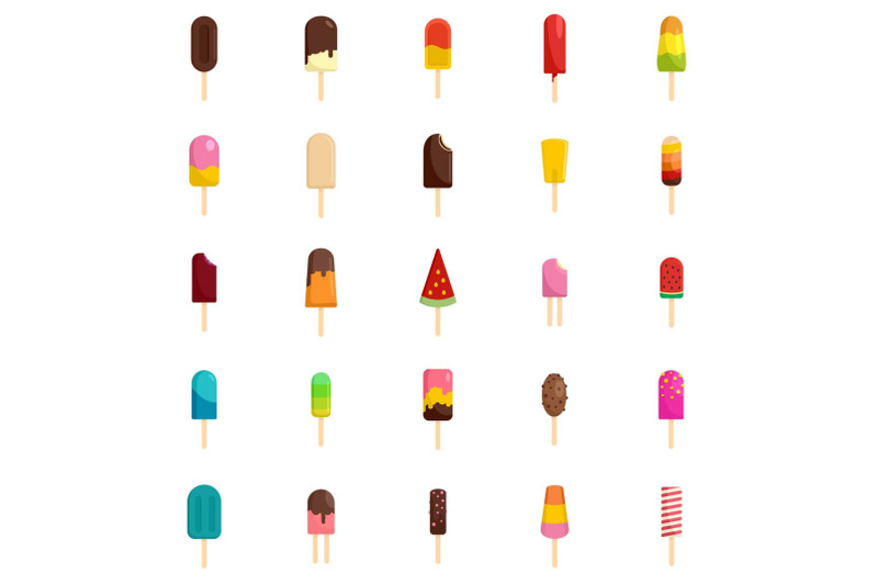 popsicle-ice-cream-stick-icons-set-flat-style