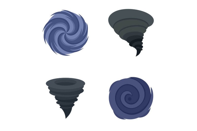 hurricane-storm-damage-icons-set-flat-style