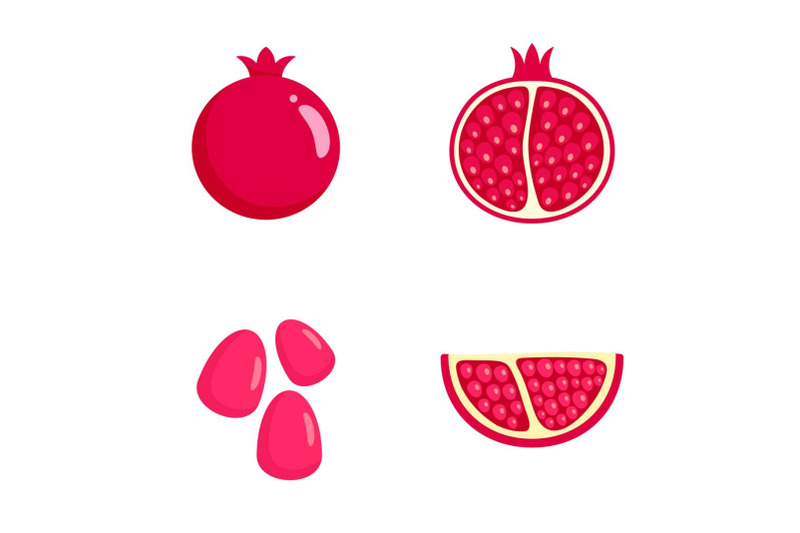 pomegranate-juice-seeds-icons-set-flat-style