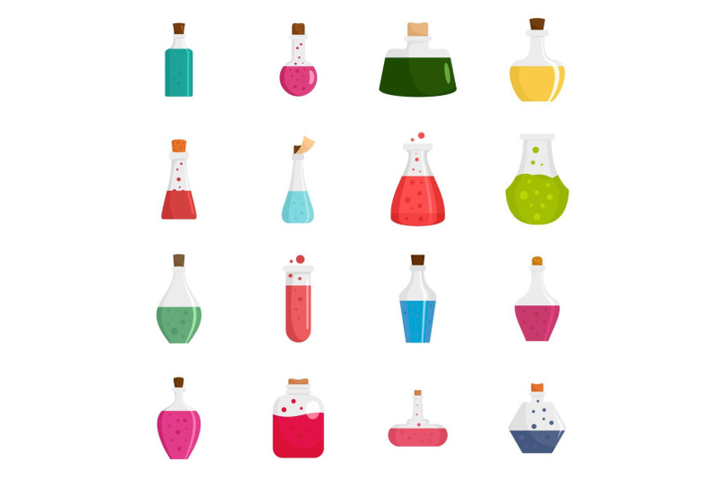 potion-magic-bottle-icons-set-flat-style