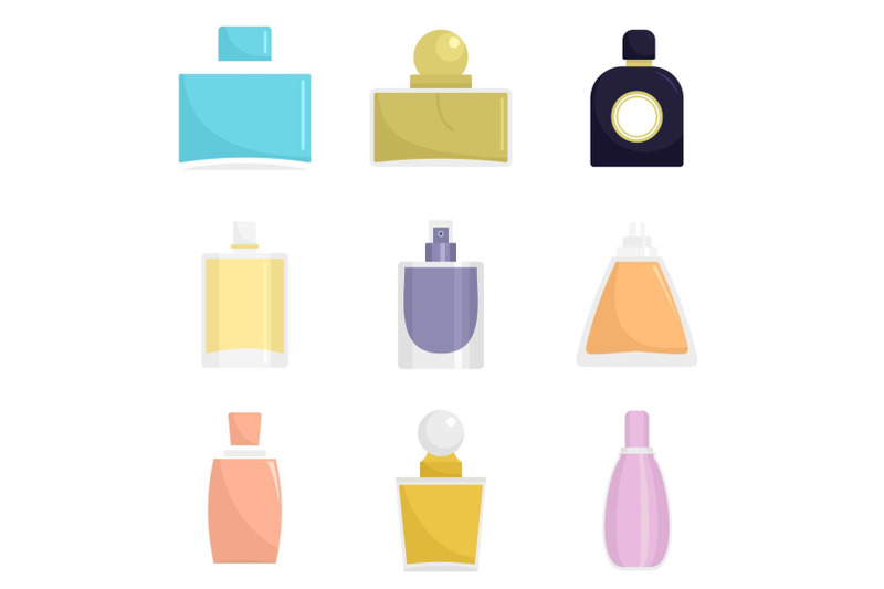 fragrance-bottles-perfume-icons-set-flat-style