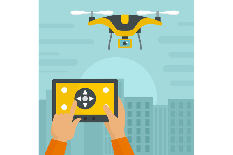 control-drone-on-pad-background-flat-style