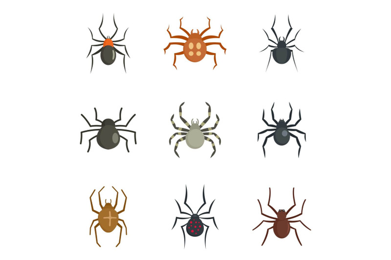 spider-bug-caterpillar-icons-set-flat-style