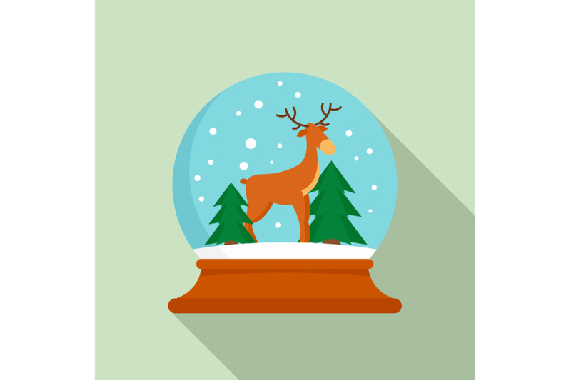 deer-glass-snow-ball-icon-flat-style