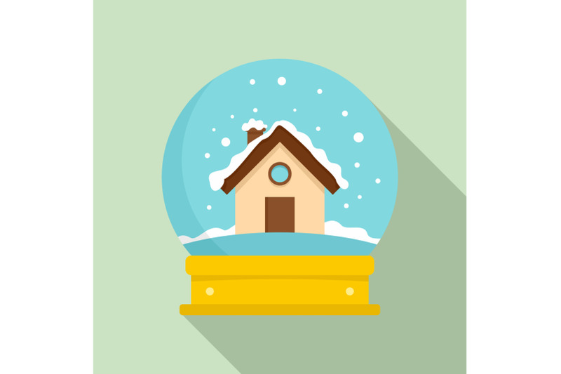wood-house-glass-ball-icon-flat-style