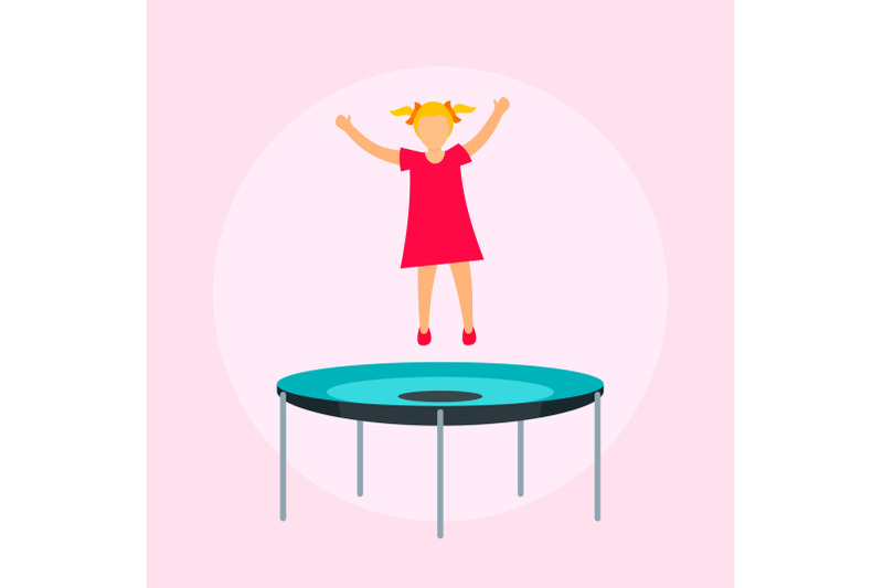 girl-on-trampoline-background-flat-style