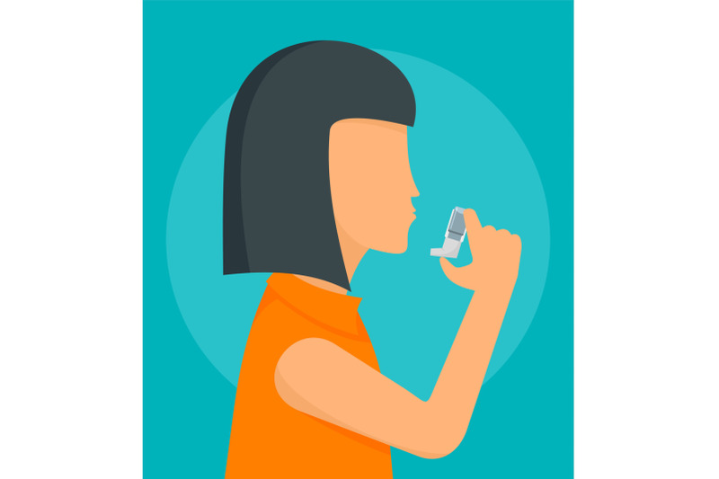 woman-take-inhaler-background-flat-style