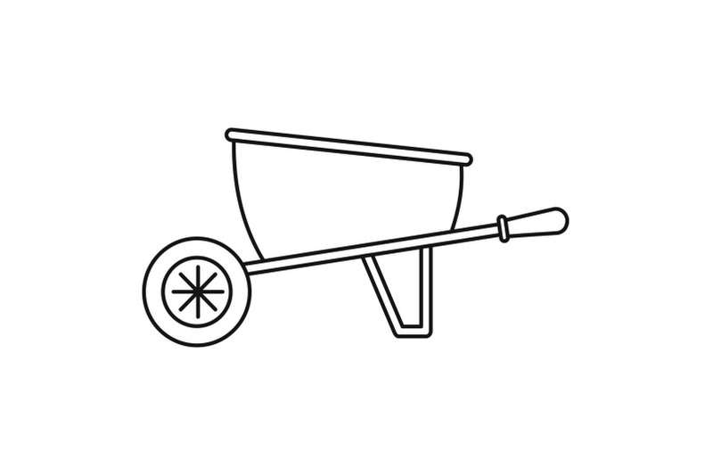 one-wheel-barrow-icon-outline-style