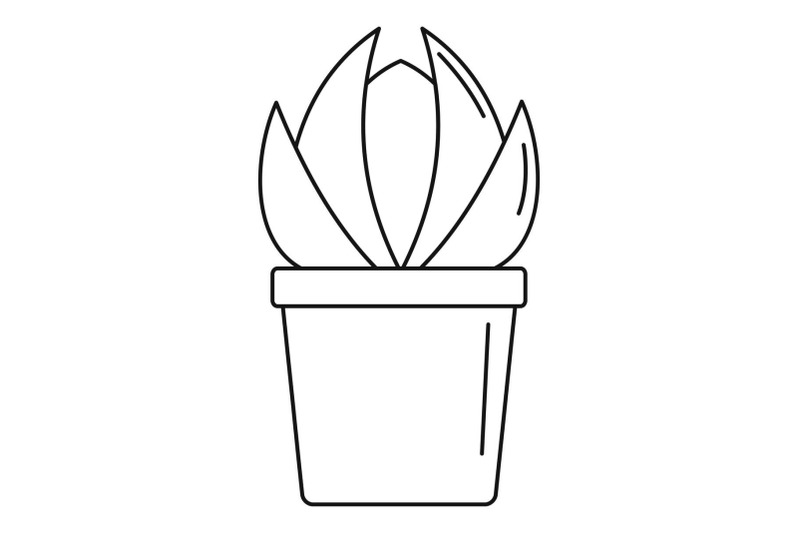 house-cactus-pot-icon-outline-style