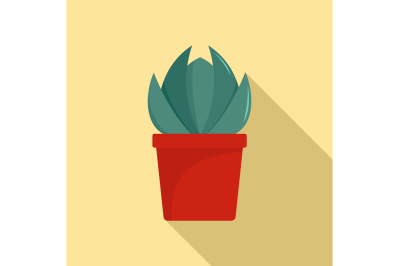 house-cactus-pot-icon-flat-style