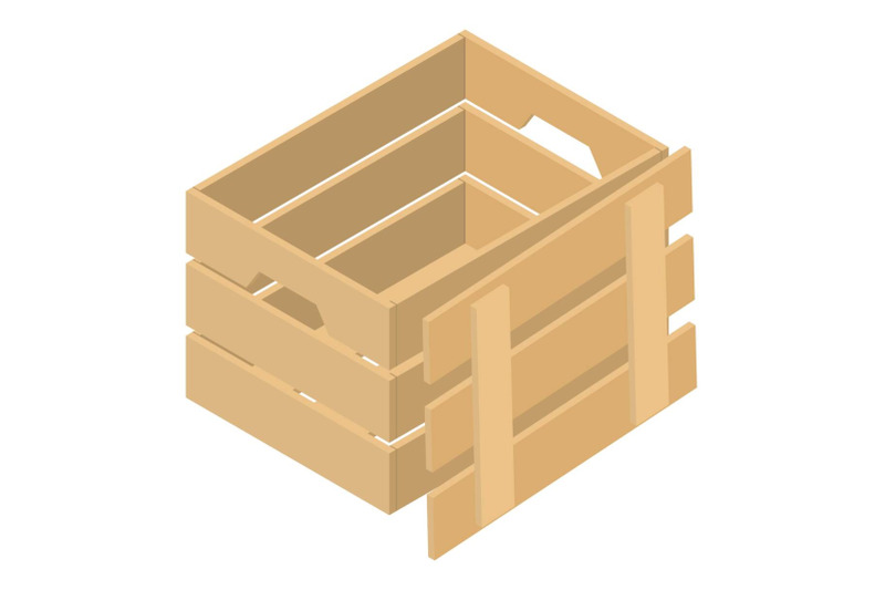 open-wood-box-icon-isometric-style