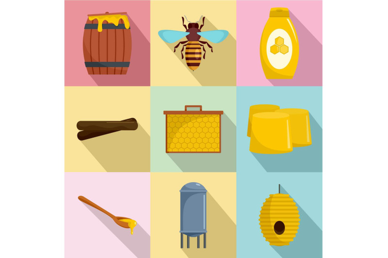 honeybee-icons-set-flat-style