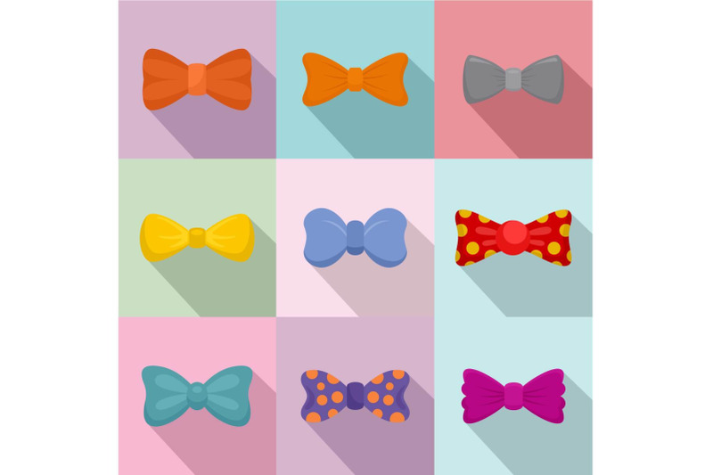 neck-decoration-icons-set-flat-style