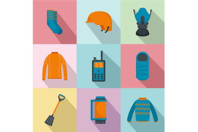 underwater-clothing-icons-set-flat-style
