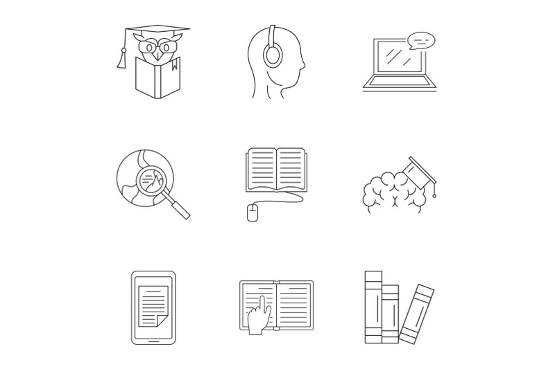 familiarization-icons-set-outline-style