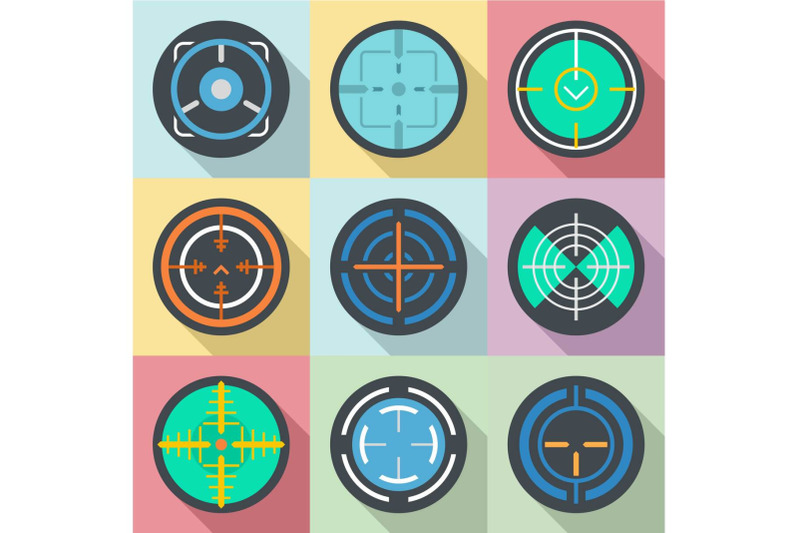 aimed-fire-icons-set-flat-style