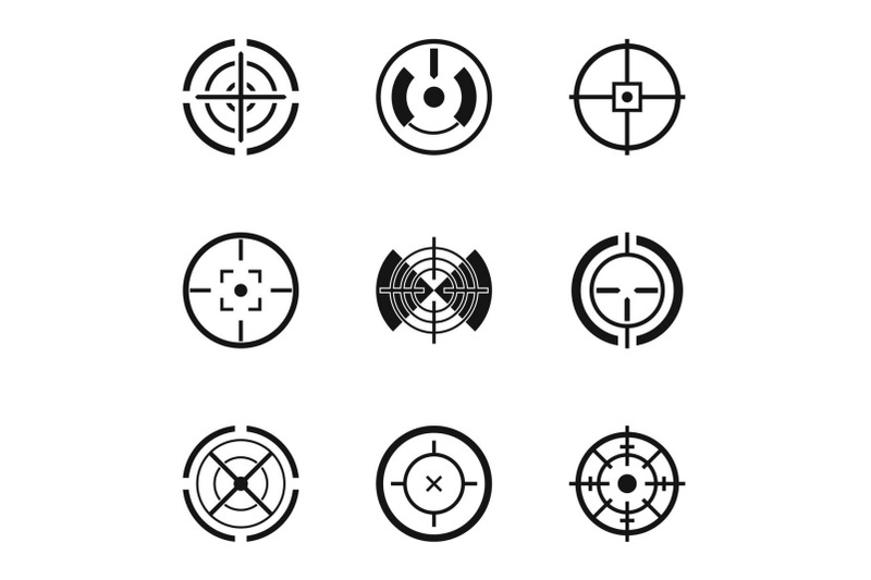 aim-shooting-icons-set-simple-style