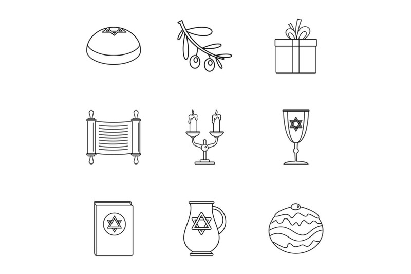 religiosity-icons-set-outline-style