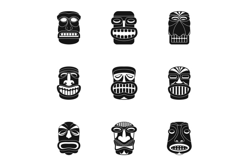 african-people-icons-set-simple-style